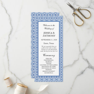 Portuguese tiles Blue Elegant Destination Wedding Programme
