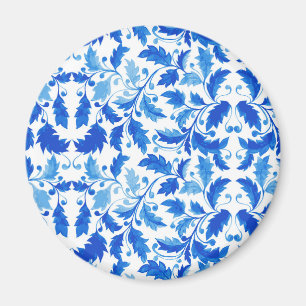 Portuguese tiles Blue flowers and leaves Magnet