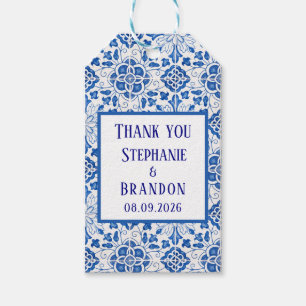 Portuguese Tiles Blue Mediterranean Wedding Gift Tags