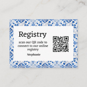 Portuguese tiles Bridal shower Registry Enclosure  Card