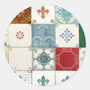 Portuguese tiles classic round sticker