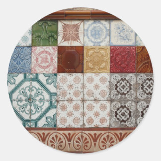 Portuguese tiles classic round sticker