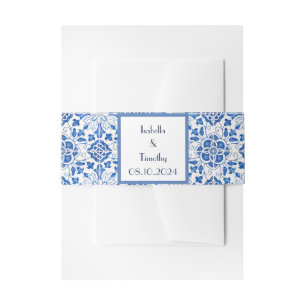 Portuguese Tiles Destination Elegant Wedding Invitation Belly Band