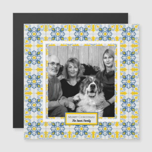 Portuguese tiles family photo frame Christmas card