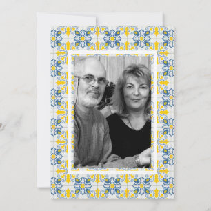 Portuguese tiles family photo frame Christmas card