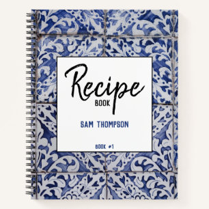 Portuguese Tiles - Floral Recipe Blank Cookbook Notebook