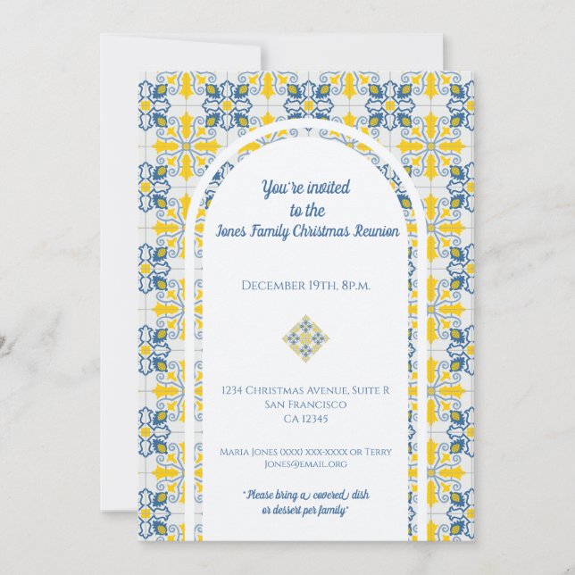 Portuguese tiles for family Christmas reunion  Invitation (Front)