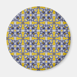 Portuguese tiles in blue and yellow for Christmas Magnet