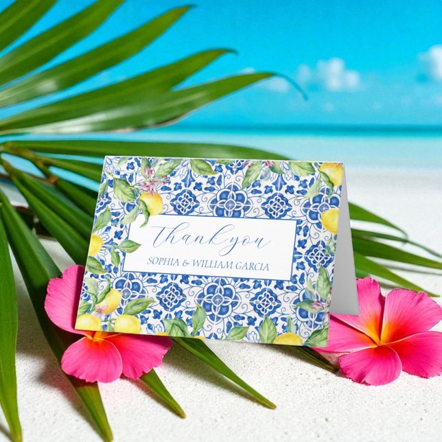 Portuguese Tiles Lemons Floral Wedding Thank you  (Creator Uploaded)