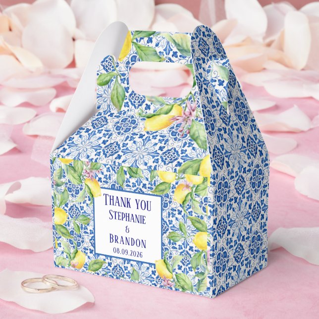 Portuguese Tiles Lemons Mediterranean Wedding Favour Box (Wedding)