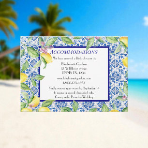 Portuguese tiles Lemons Wedding Accommodations Enclosure Card