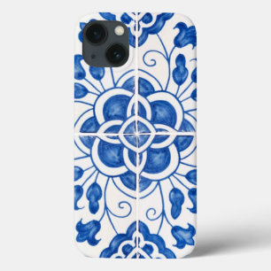 Portuguese Tiles Mediterranean Blue Floral iPhone 13 Case