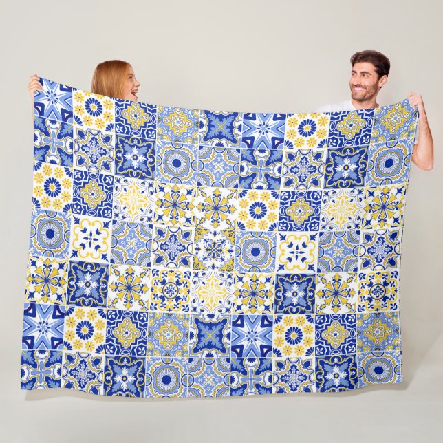 Portuguese Tiles Pattern  Fleece Blanket (In Situ)