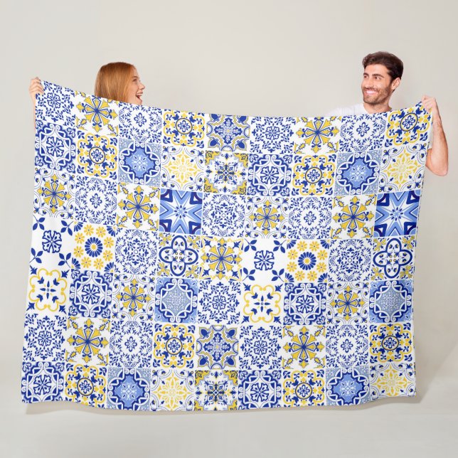 Portuguese Tiles Pattern  Fleece Blanket (In Situ)