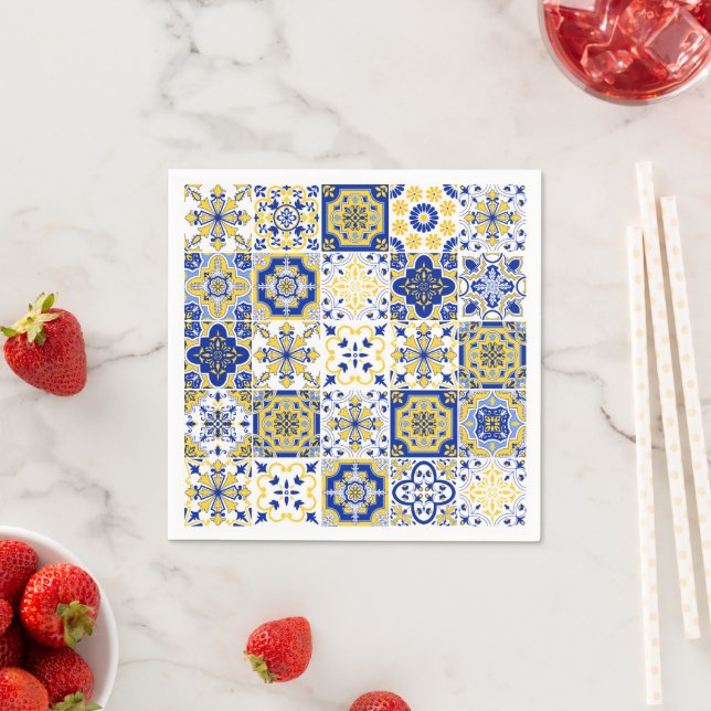 Portuguese Tiles Pattern  Napkin (Insitu)