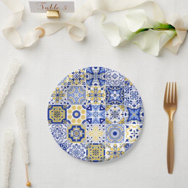 Portuguese Tiles Pattern  Paper Plate (Wedding)