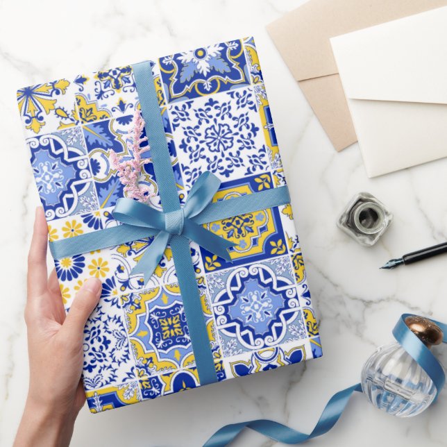 Portuguese Tiles Pattern  Wrapping Paper (Gifting)
