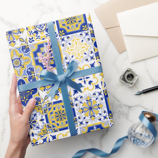 Portuguese Tiles Pattern  Wrapping Paper (Gifting)