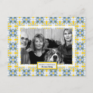 Portuguese tiles Photo Frame Christmas Family card