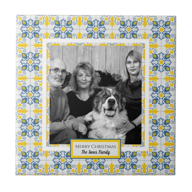 Portuguese Tiles Photo frame for family Christmas (Front)
