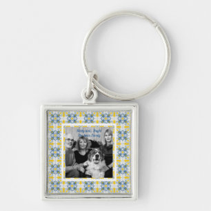 Portuguese Tiles Photo frame for family Christmas Key Ring