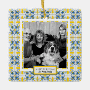  Portuguese tiles photo frame for family reunion  Ceramic Ornament