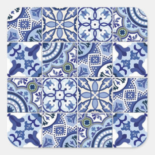 Portuguese tiles Square Stickers