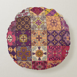 Portuguese tiles: talavera style pattern. round cushion