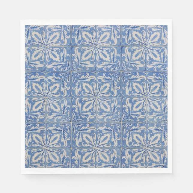 Portuguese Tiles Vintage Azulejos Blue White Napkin (Front)