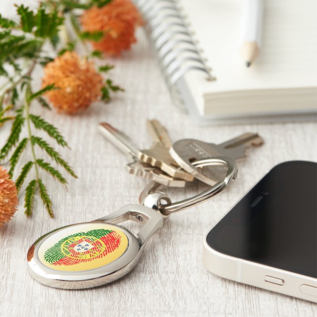 Portuguese touch fingerprint flag key ring (Side)