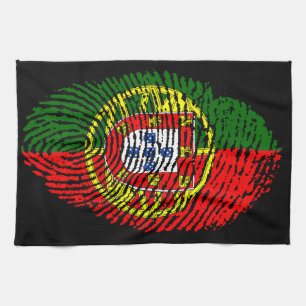 Portuguese touch fingerprint flag tea towel