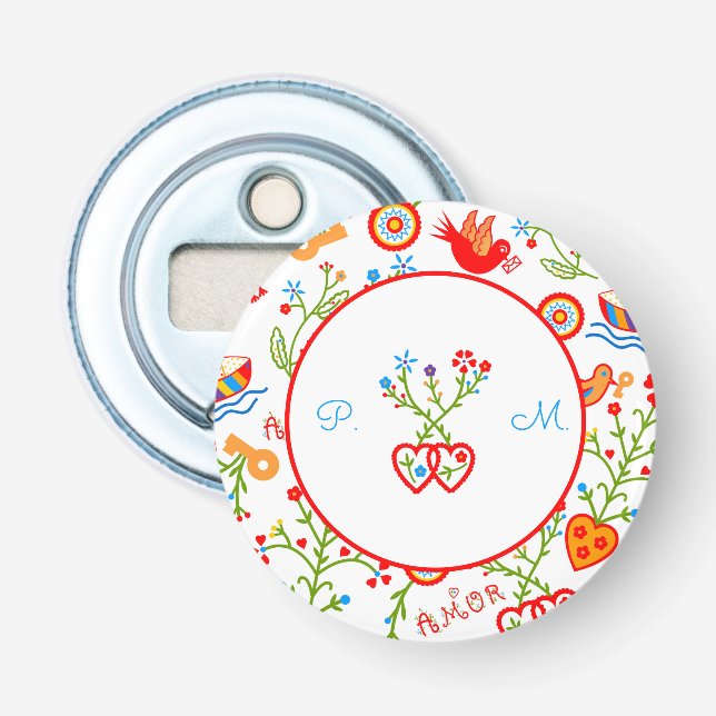 Portuguese valentine's love handkerchiefs  bottle opener (Front)