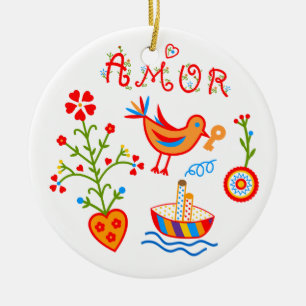 Portuguese valentine's love handkerchiefs  ceramic tree decoration