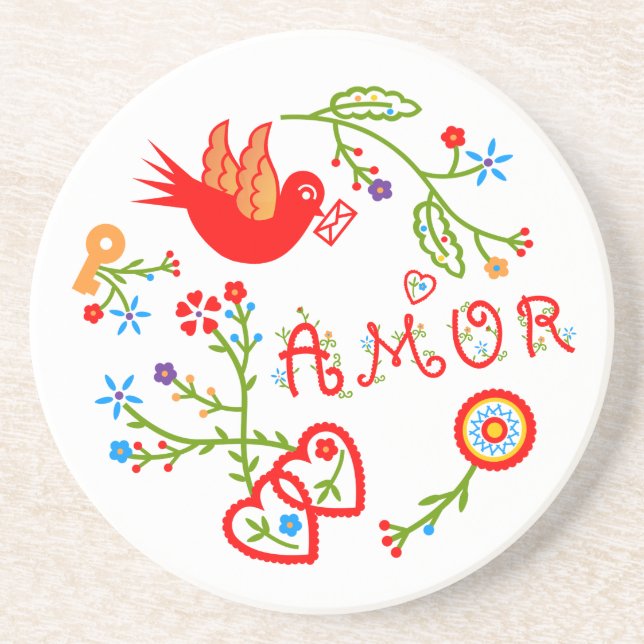 Portuguese valentine's love handkerchiefs  coaster (Front)
