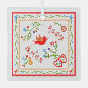 Portuguese valentine's love handkerchiefs  glass tree decoration