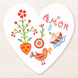 Portuguese valentine's love handkerchiefs paper coaster
