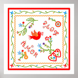Portuguese valentine's love handkerchiefs   poster