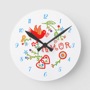 Portuguese valentine's love handkerchiefs round clock