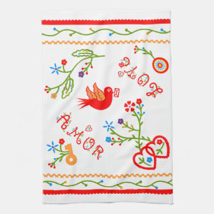 Portuguese valentine's love handkerchiefs  tea towel
