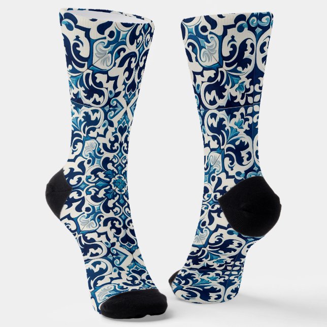 Portuguese vintage tile socks (Angled)