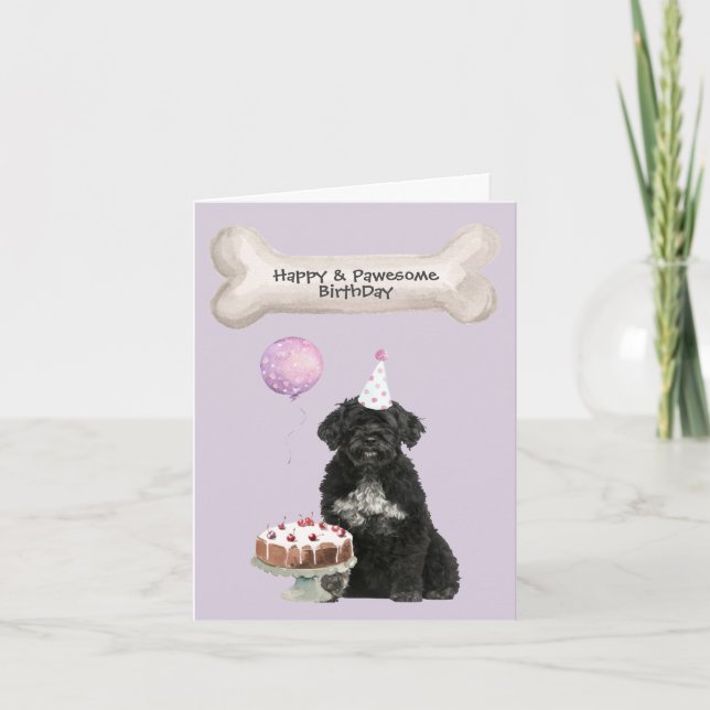 Portuguese Water Dog Birthday Holiday Card (Front)