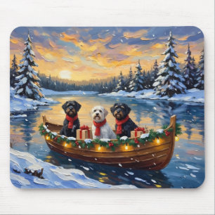 Portuguese Water Dog Christmas Boat Holiday Mouse Pad