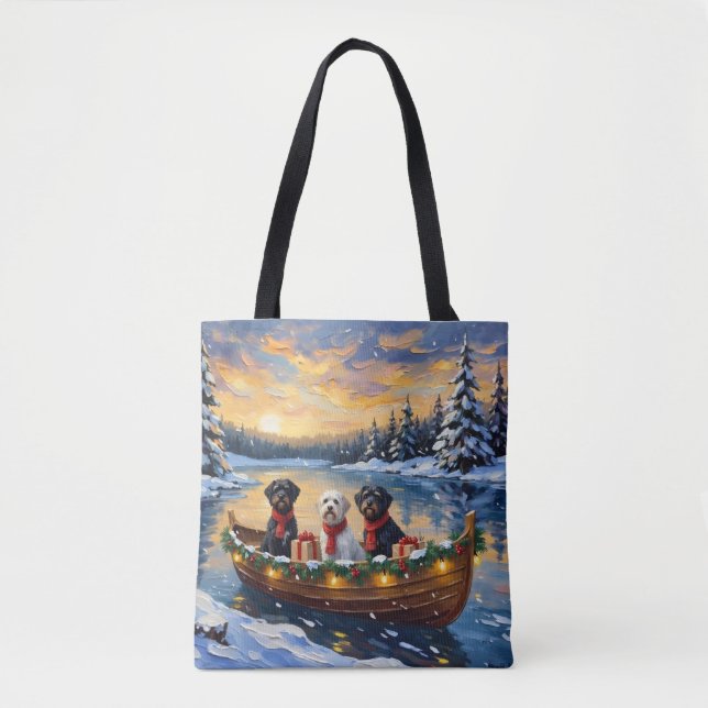 Portuguese Water Dog Christmas Boat Holiday Tote Bag (Front)