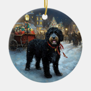 Portuguese Water Dog Christmas Festive Season Ceramic Tree Decoration