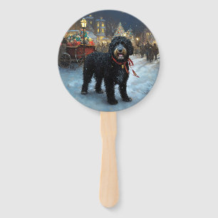 Portuguese Water Dog Christmas Festive Season Hand Fan