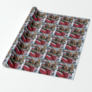 Portuguese Water Dog Christmas Red Truck Holiday Wrapping Paper