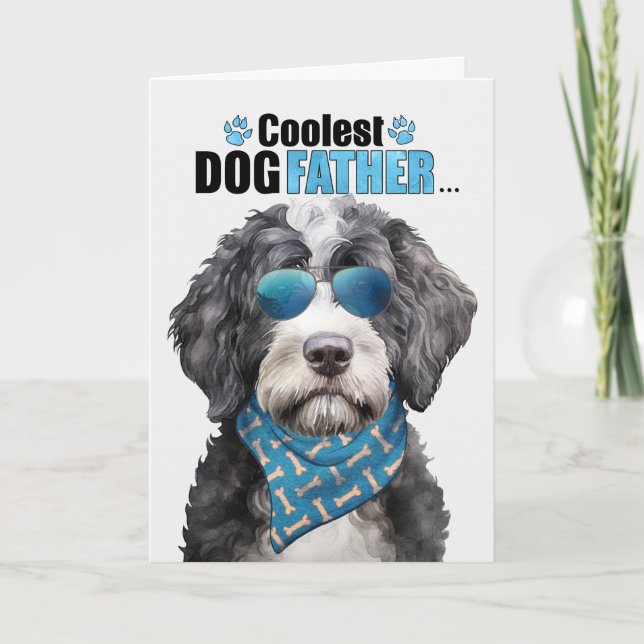 Portuguese Water Dog Coolest Dad Ever Father's Day Holiday Card (Front)