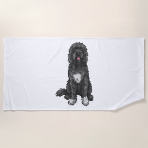 Portuguese Water Dog Cute Dog Art Beach Towel