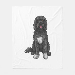Portuguese Water Dog Cute Dog Art Fleece Blanket