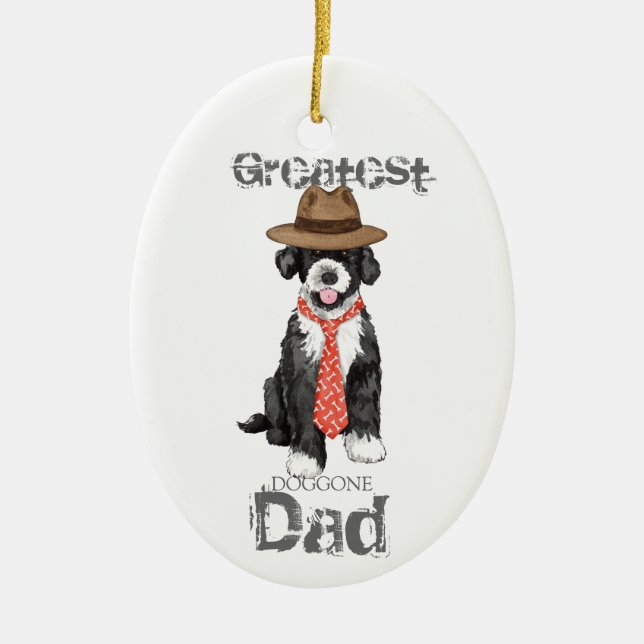 Portuguese Water Dog Dad Ceramic Ornament (Front)